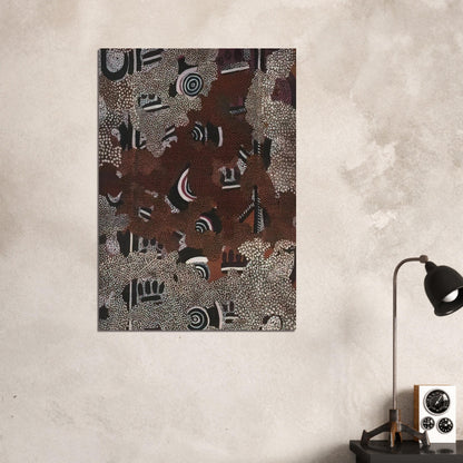 Bush Fire II - 1972 - Clifford Possum Tjapaltjarri Brushed Aluminum Print - 70x100 cm / 28x40 inches | Clifford Possum Tjapaltjarri Aluminum Print | Clifford Possum Tjapaltjarri Prints