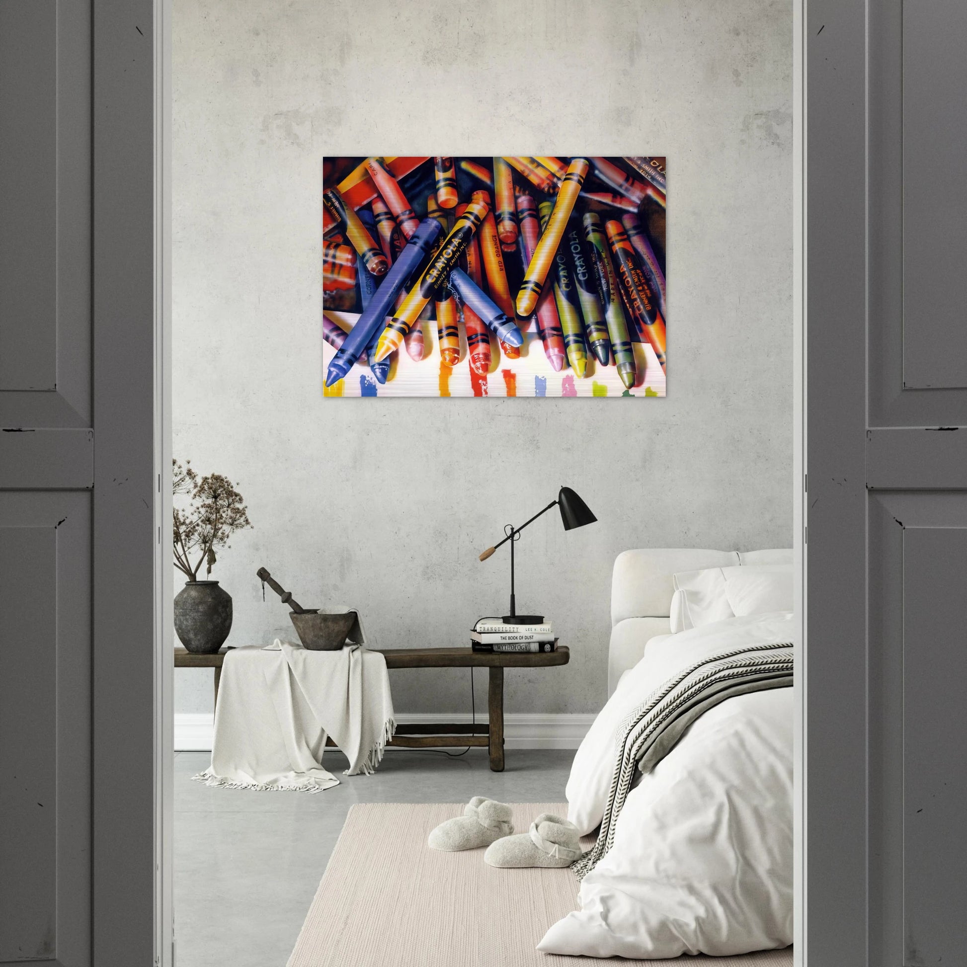 CRAYOLA 1973 - Audrey Flack Brushed Aluminum Print - 70x100 cm / 28x40 inches | Audrey Flack Aluminum Print | Audrey Flack Prints