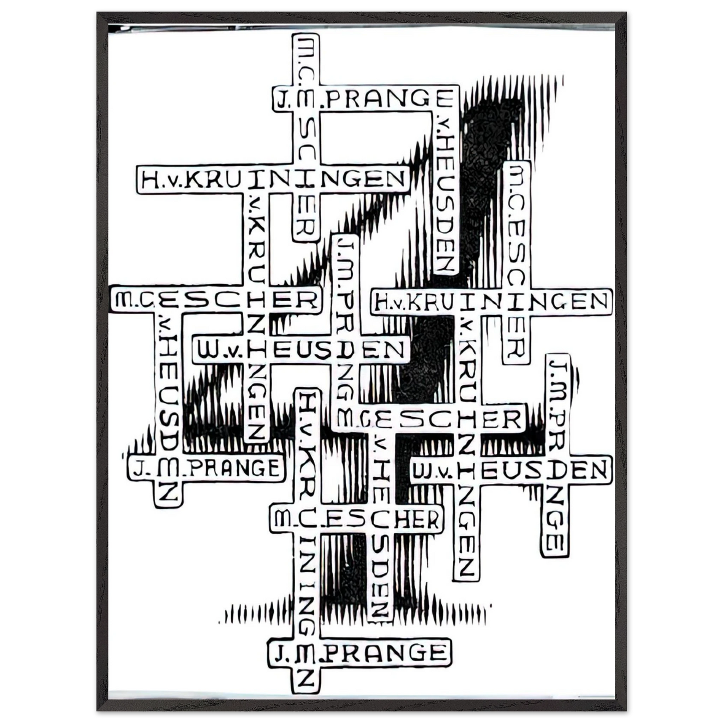 MC Escher - ESCHER (29) Wall Art - 30x40 cm / 12x16 inches - Premium Wooden Framed Poster With Fine Art Paper-canvas - Wood frame