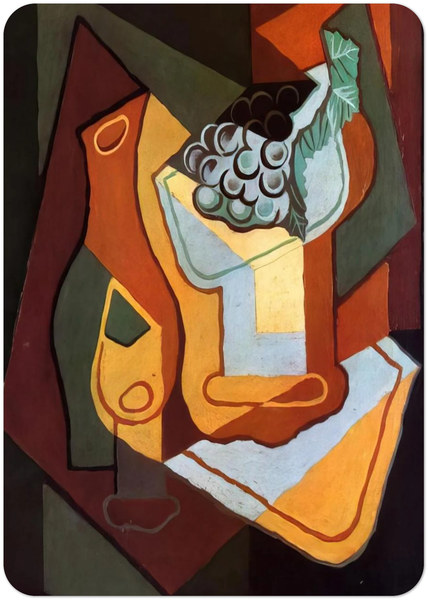BOTTLE WINE GLASS AND FRUIT BOWL By Juan Gris Pack of 10 Post Cards | Juan Gris Post Cards | A6 (10.5 x 14.8 cm) - 4.1 x 5.8 inches