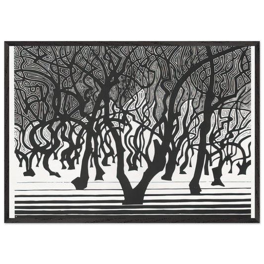 WOODS NEAR MENTON - MC Escher 70x100 cm / 28x40 inches Framed Art Print – Black Wooden Frame | Maurits Cornelis Escher Prints