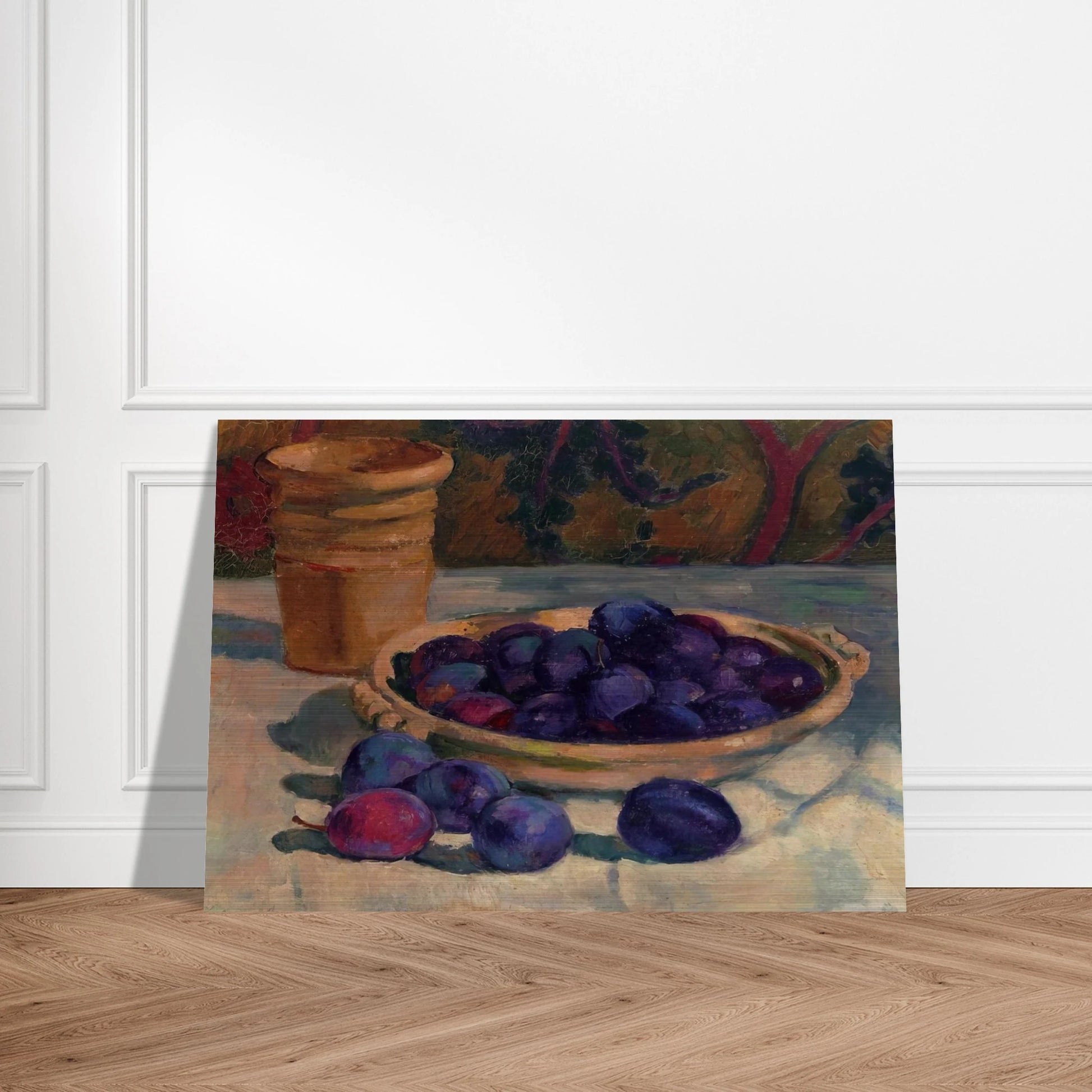 STILL LIFE WITH PLUMS 1926 - Theo van Rysselberghe Brushed Aluminum Print - 70x100 cm / 28x40 inches | Theo van Rysselberghe Aluminum Print | Theo van Rysselberghe Prints