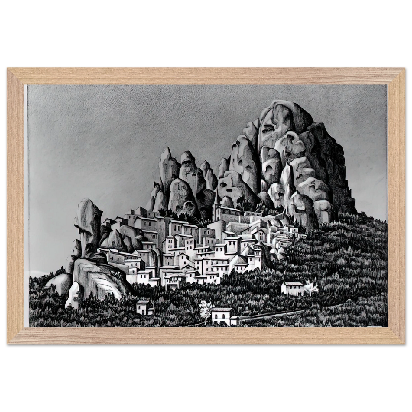 MC Escher - PENTEDATTIO CALABRIA OCTOBER 1930 1930 Wall Art - 30x40 cm / 12x16 inches - Premium Wooden Framed Poster With Fine Art Paper-canvas - Black frame