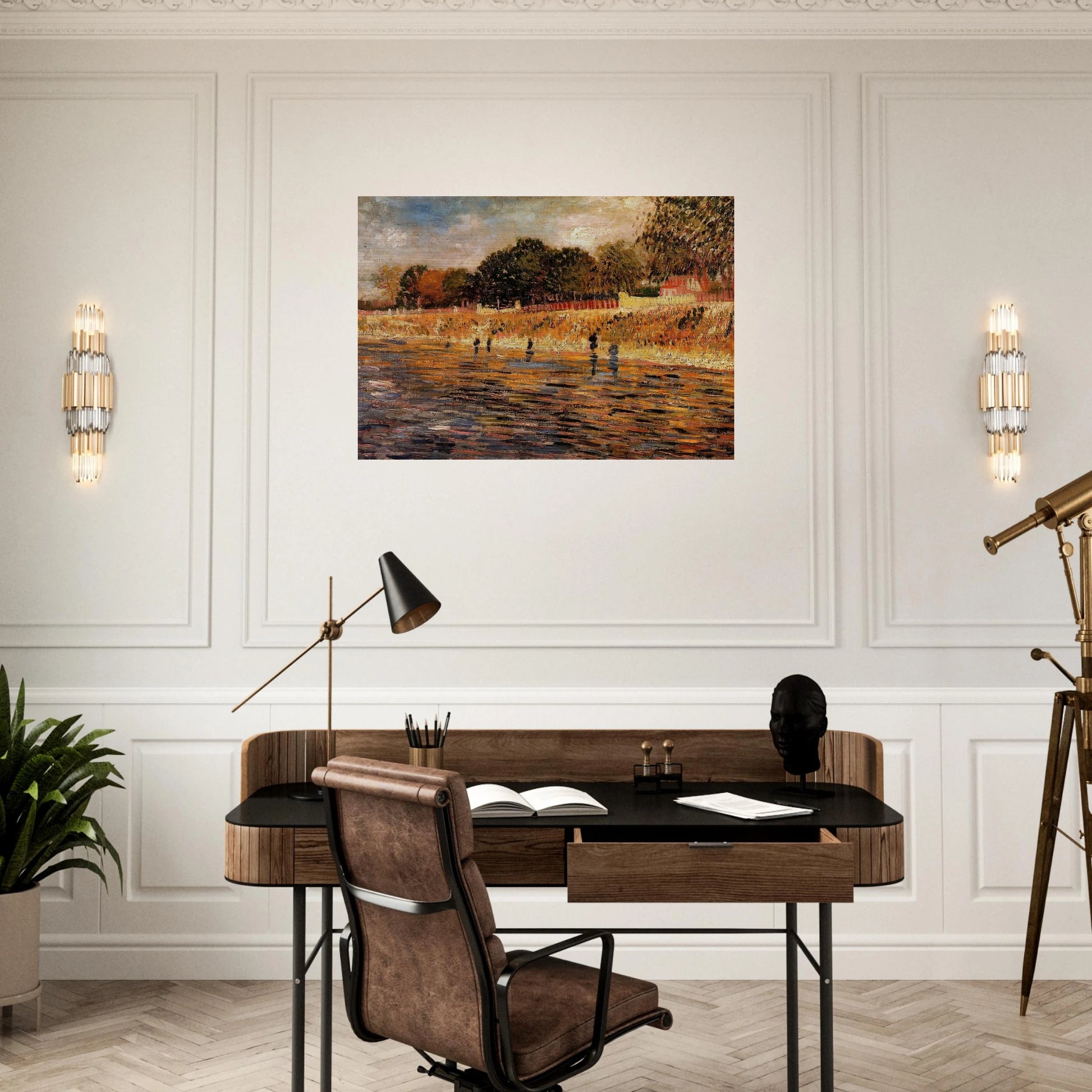 The Banks of the Seine - Vincent van Gogh Brushed Aluminum Print - 70x100 cm / 28x40 inches | Vincent van Gogh Aluminum Print | Vincent van Gogh Prints