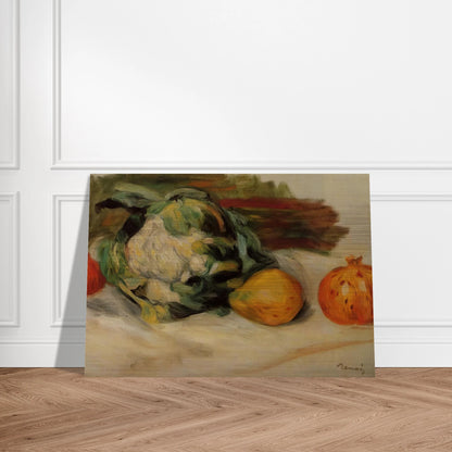 Cauliflower and Pomegranates - Pierre-Auguste Renoir Brushed Aluminum Print - 70x100 cm / 28x40 inches | Pierre-Auguste Renoir Aluminum Print | Pierre-Auguste Renoir Prints