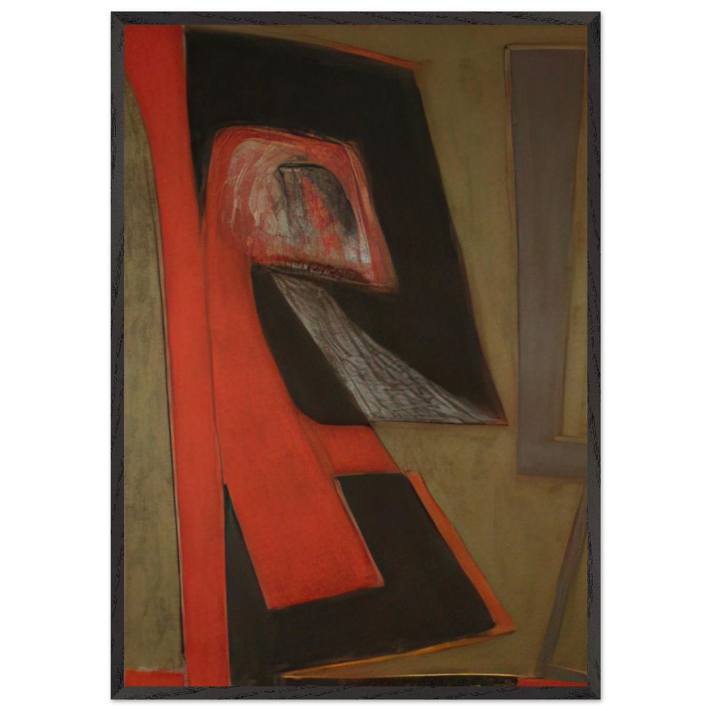 The Kiss - 2009 United States - Will Barnet 70x100 cm / 28x40 inches Framed Art Print – Black Wooden Frame