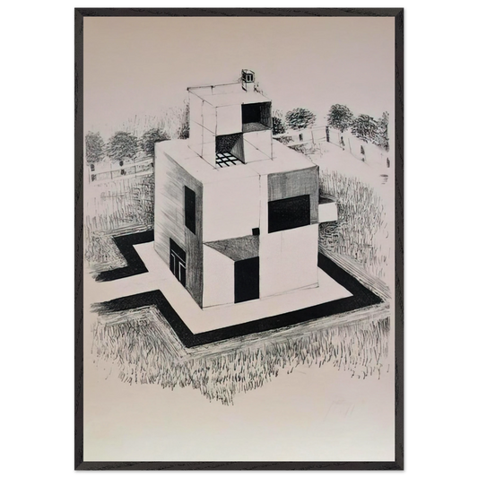 Haus Des Weissen Mannes - 1924 - Johannes Itten 70x100 cm / 28x40 inches Framed Art Print – Black Wooden Frame