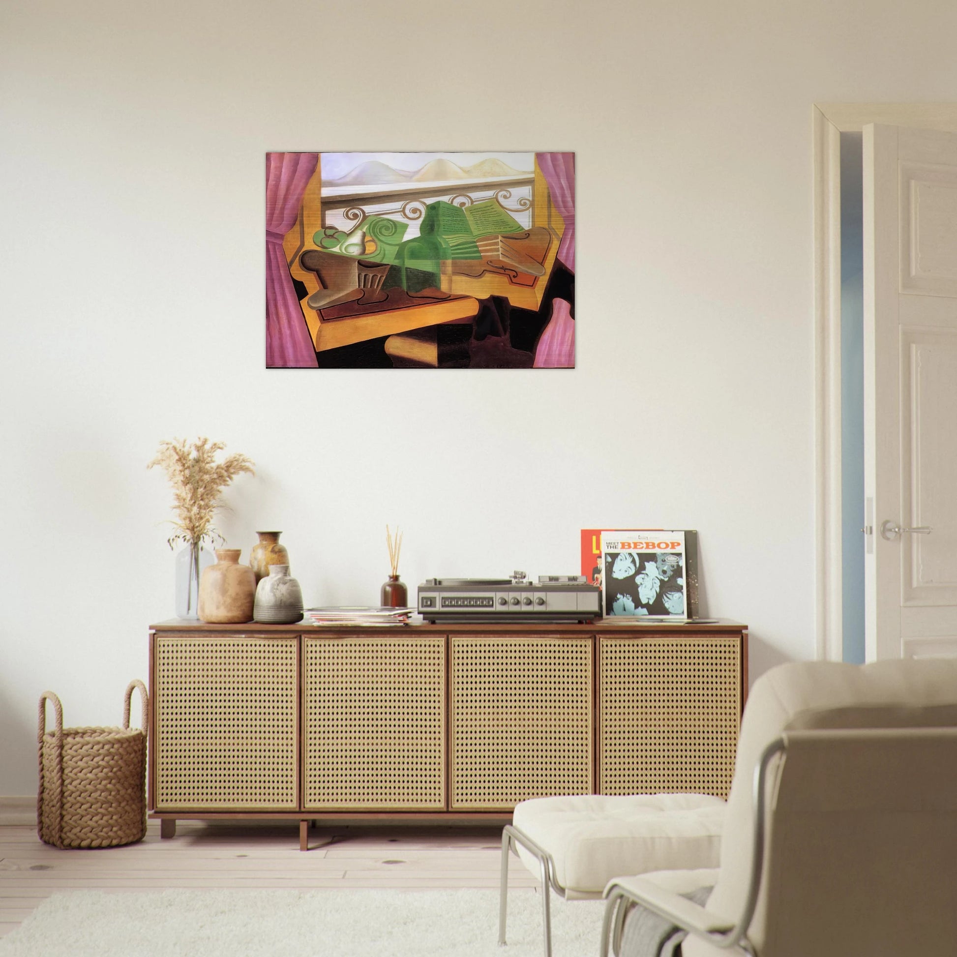 OPEN WINDOW WITH HILLS 1923 - Juan Gris Brushed Aluminum Print - 70x100 cm / 28x40 inches | Juan Gris Aluminum Print | Juan Gris Prints