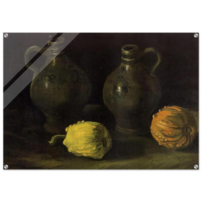 Still Life with Two Jars and Two Pumpkins - Vincent van Gogh Acrylic Print - 70x100 cm / 28x40″ inches