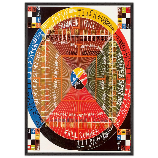 The Sun Rises Twice Per 3 Per 4 - 1973 - Alfred Jensen 70x100 cm / 28x40 inches Framed Art Print – Black Wooden Frame