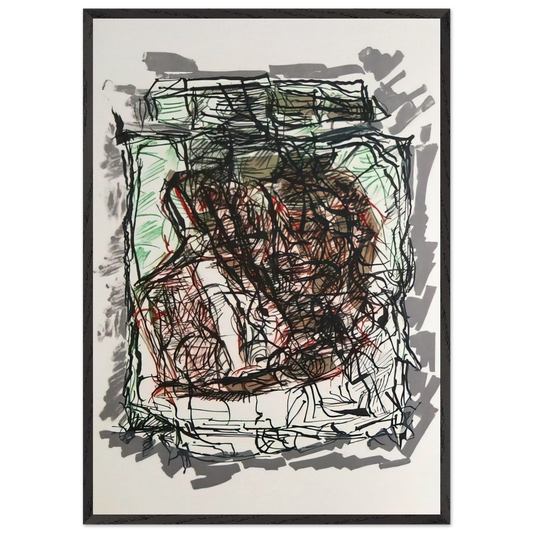 Lithographie 1976 - Jean-Paul Riopelle 70x100 cm / 28x40 inches Framed Art Print – Black Wooden Frame