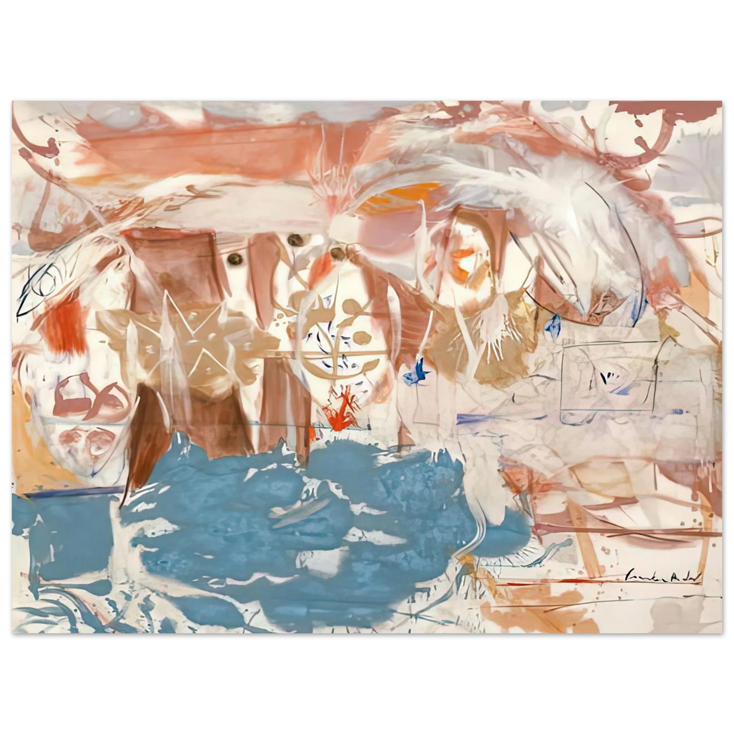 Helen Frankenthaler - Dawn After the Storm, 1957- Wall Art - 30x40 cm / 12x16 inches - Premium Wooden Framed Poster With Fine Art Paper-canvas - Wood frame