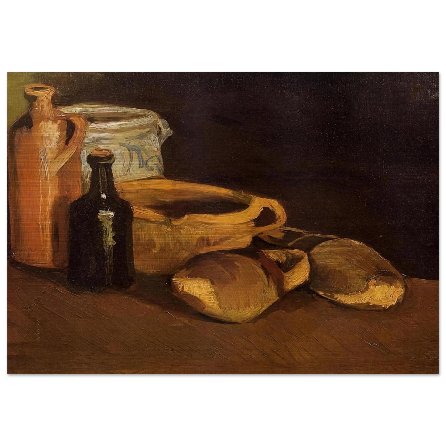 Still Life with Clogs and Pots - Vincent van Gogh Brushed Aluminum Print - 70x100 cm / 28x40 inches | Vincent van Gogh Aluminum Print | Vincent van Gogh Prints