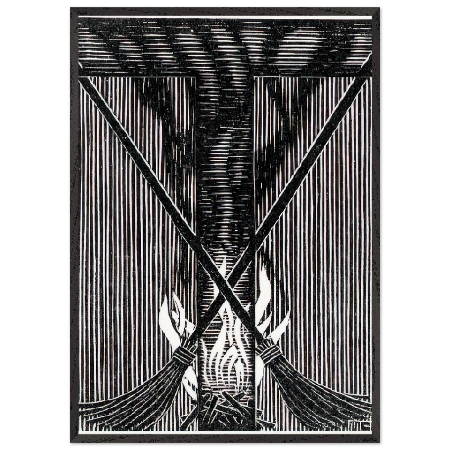 INITIAL T - MC Escher 70x100 cm / 28x40 inches Framed Art Print – Black Wooden Frame | Maurits Cornelis Escher Prints