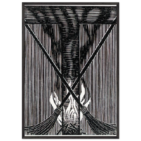 INITIAL T - MC Escher 70x100 cm / 28x40 inches Framed Art Print – Black Wooden Frame | Maurits Cornelis Escher Prints