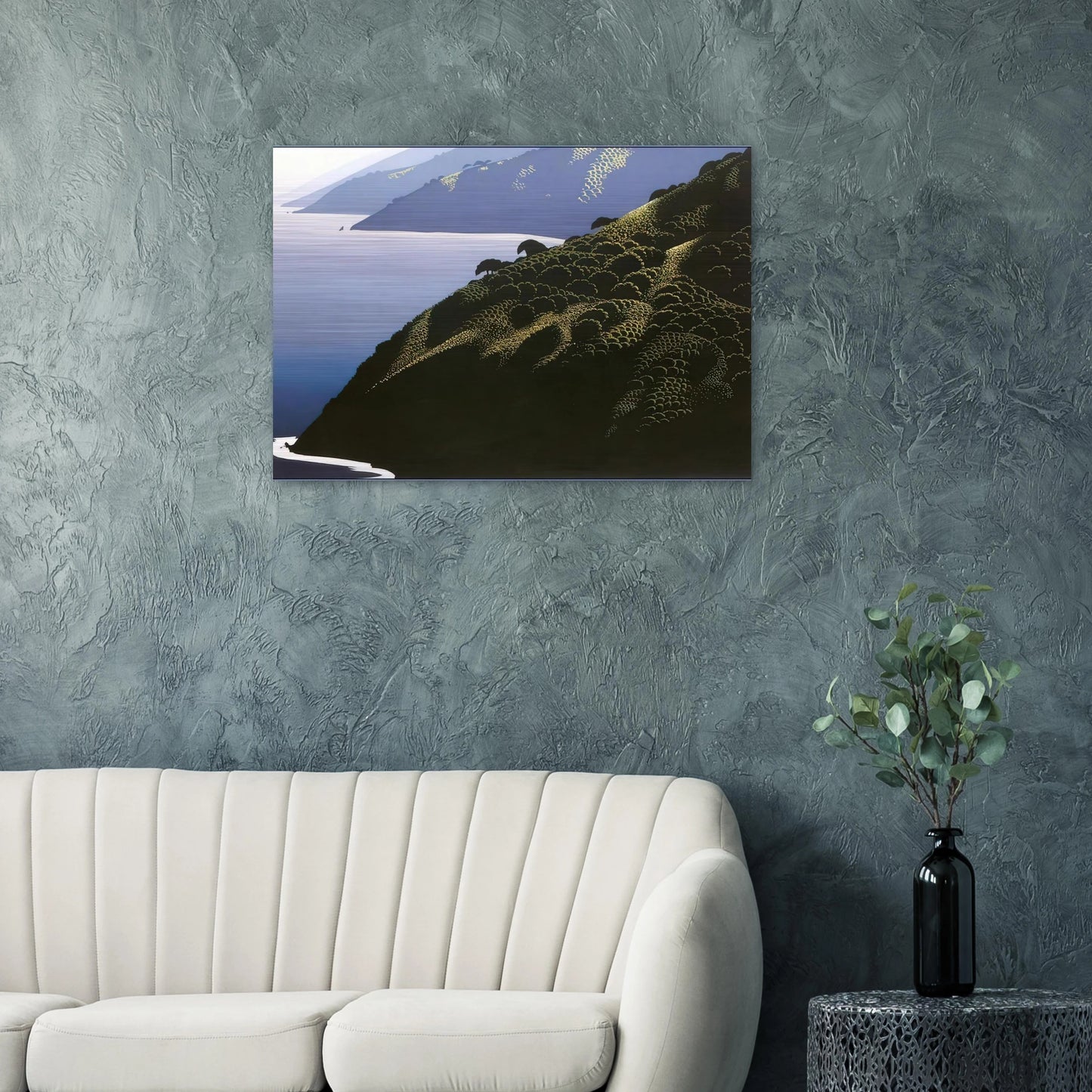 Big Sur Calm - Eyvind Earle Brushed Aluminum Print - 70x100 cm / 28x40 inches | Eyvind Earle Aluminum Print | Eyvind Earle Prints