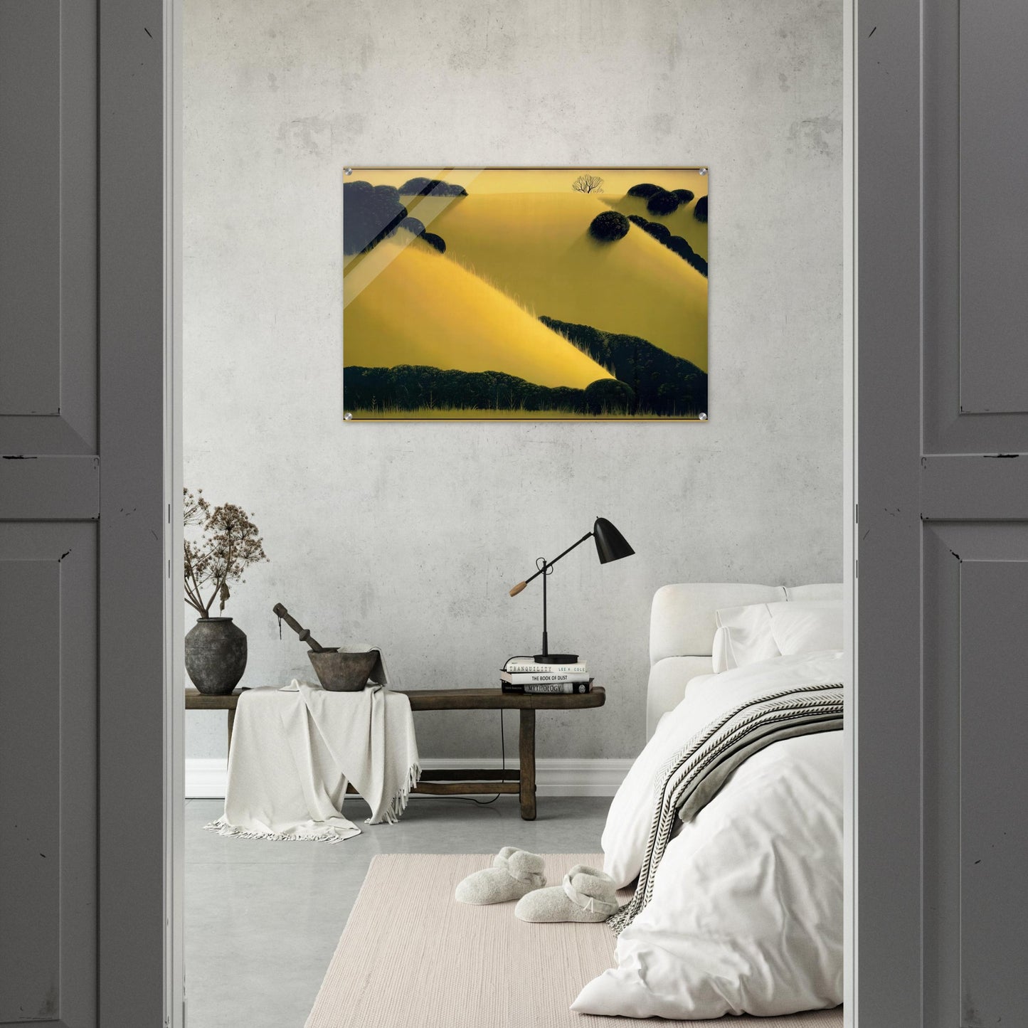 Golden Hills - Eyvind Earle Acrylic Print - 70x100 cm / 28x40″ inches