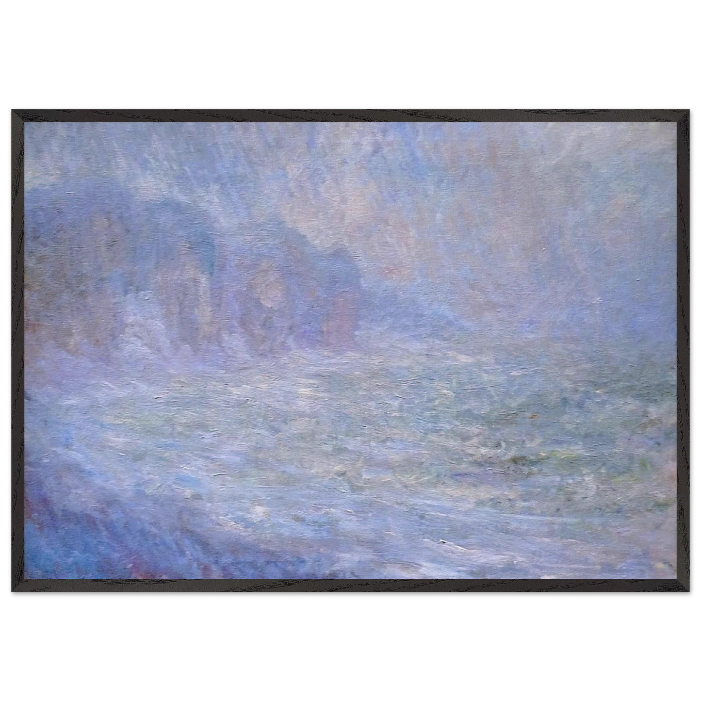 Cliffs at Pourville Rain - claude monet 70x100 cm / 28x40 inches Framed Art Print – Black Wooden Frame