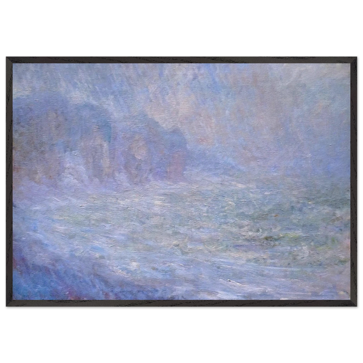 Cliffs at Pourville Rain - claude monet 70x100 cm / 28x40 inches Framed Art Print – Black Wooden Frame