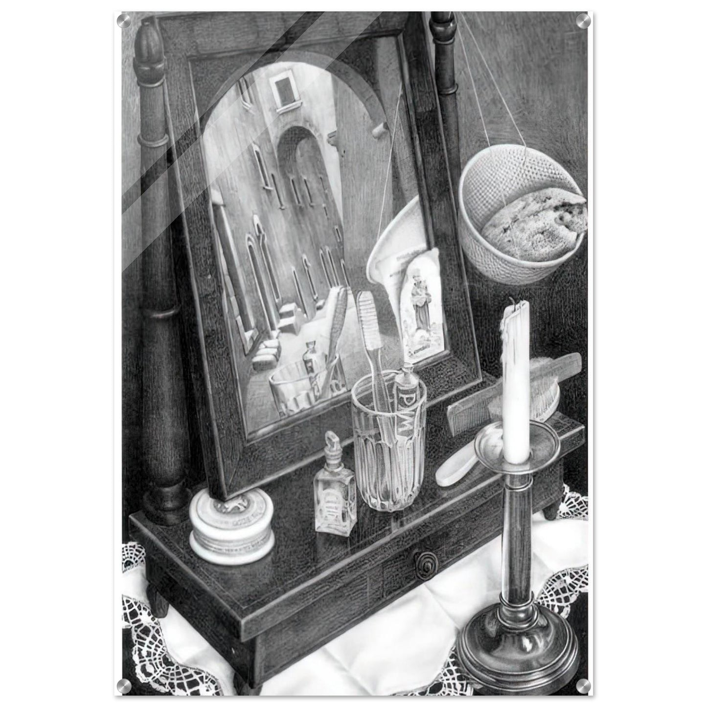 CANDLE MIRROR - MC Escher Acrylic Print - 70x100 cm / 28x40″ inches | MC Escher Wall Art | MC Escher Prints