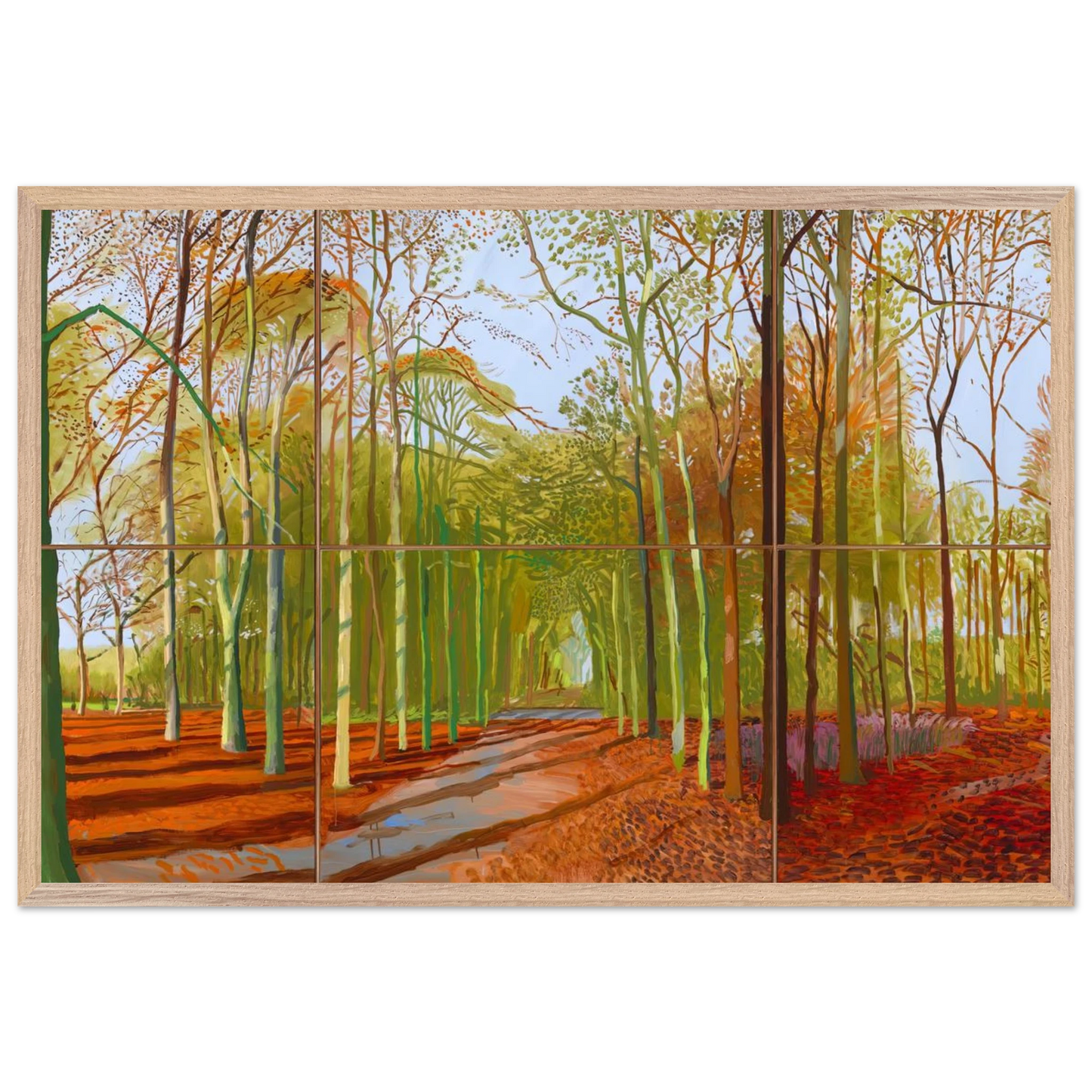 David Hockney - Woldgate Woods, 21, 23 & 29 November 2006 - 28x43  cm / XL (11x17 inches) - Premium Wooden Framed Poster With Fine Art Paper-canvas - White frame