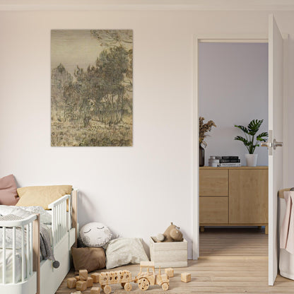 Pine Trees near the Wall of the Asylum - Vincent van Gogh Brushed Aluminum Print - 70x100 cm / 28x40 inches | Vincent van Gogh Aluminum Print | Vincent van Gogh Prints