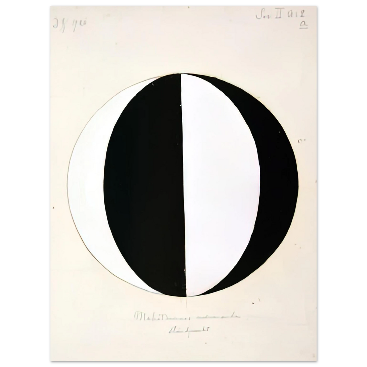 Hilma af Klint - THE MAHATMAS PRESENT STANDING POINT SERIES II NO 2A 1920 Wall art - 15x20 cm / 6x8 inches - Premium Wooden Framed Poster With Fine Art Paper-canvas - White frame