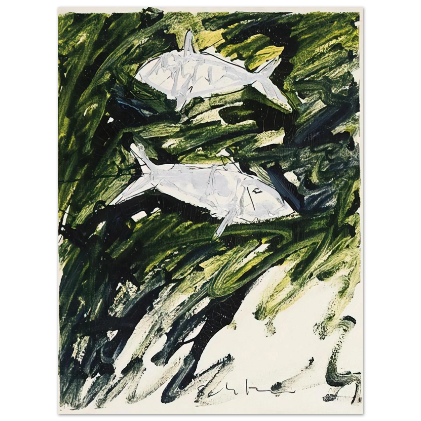 Mario Schifano - Pesci - 1982  75x100 cm / 30x40inches Fine Art Poster