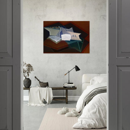 COMPOTIER CARAFE AND OPEN BOOK - Juan Gris Brushed Aluminum Print - 70x100 cm / 28x40 inches | Juan Gris Aluminum Print | Juan Gris Prints
