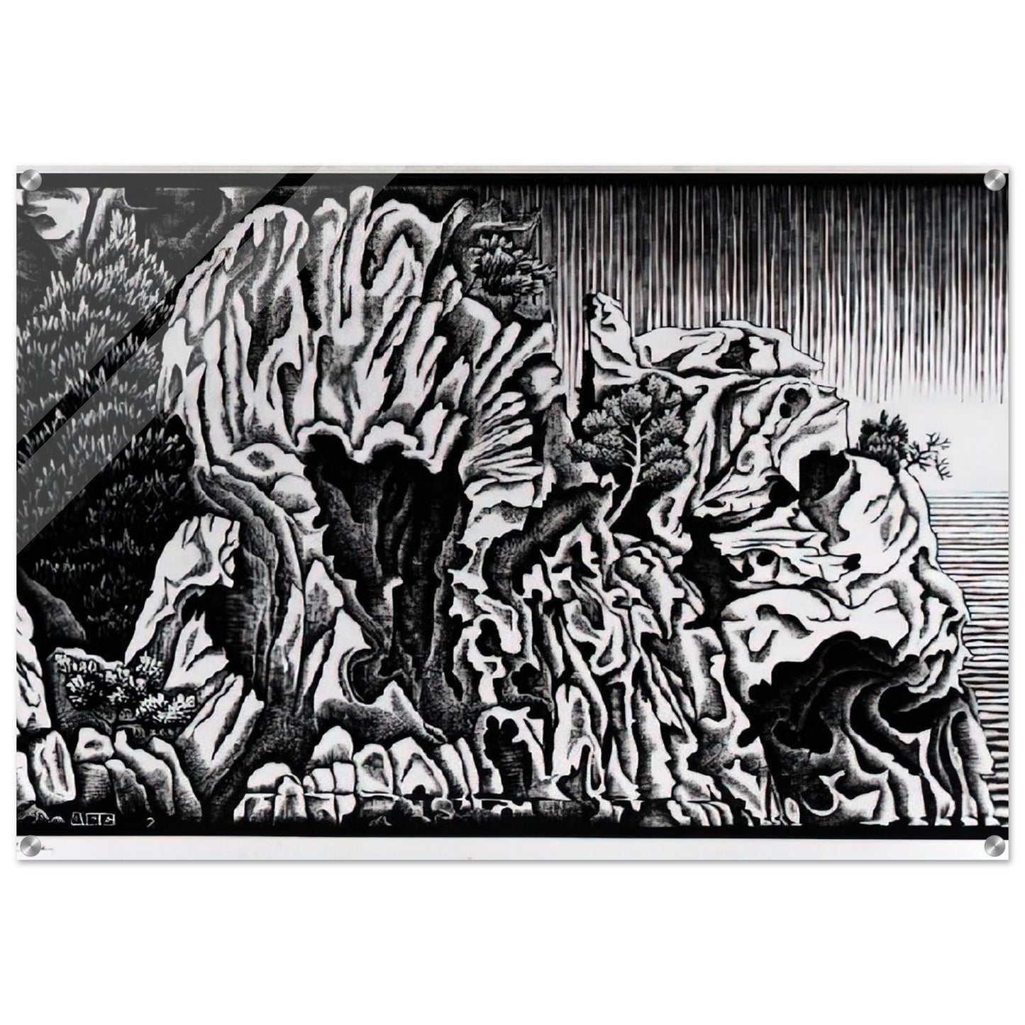 CALANCHE OF PIANA CORSICA FEBRUARY 1934 1934 - MC Escher Acrylic Print - 70x100 cm / 28x40″ inches | Maurits Cornelis Escher Prints
