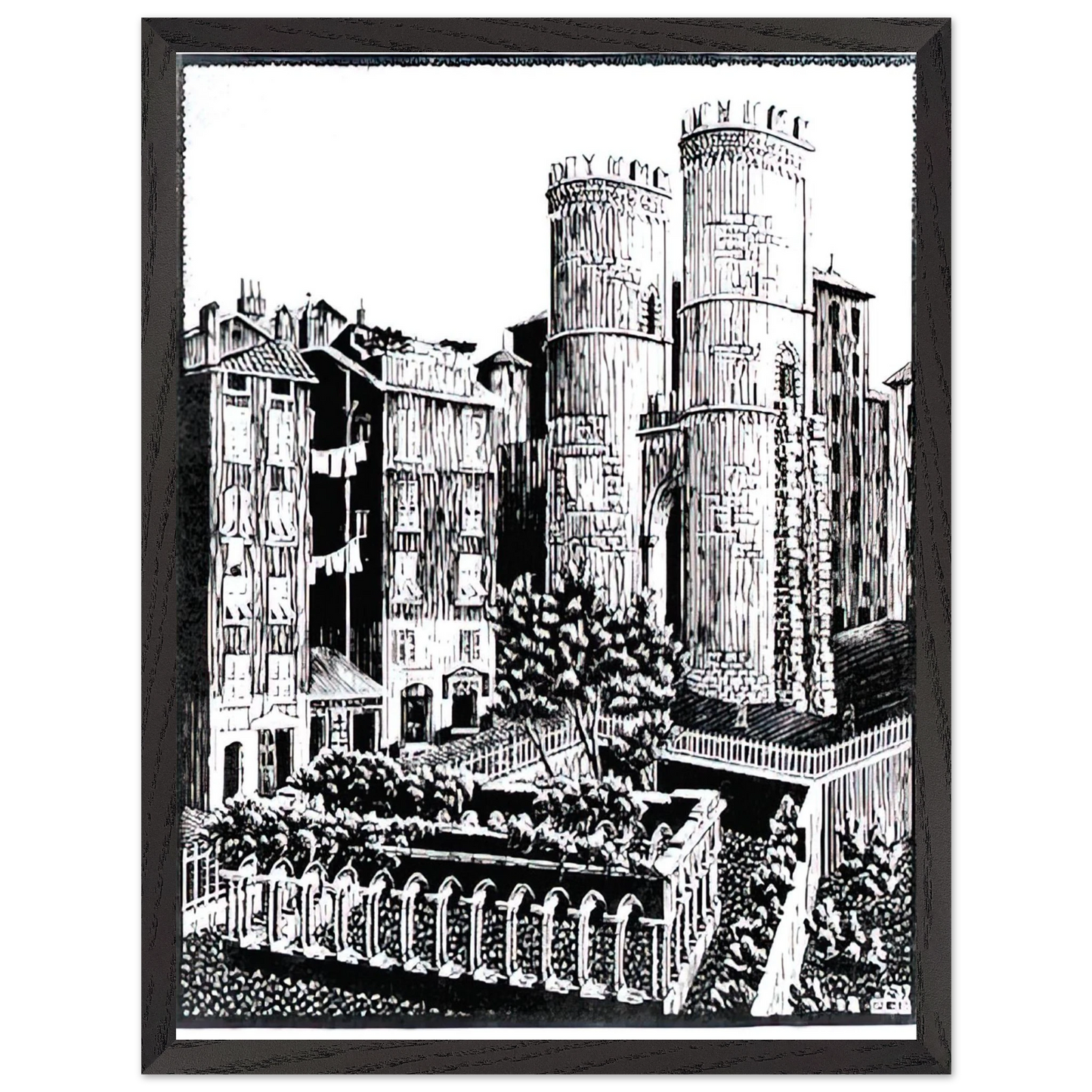 MC Escher - ESCHER (25) Wall Art - 21x29.7 cm / 8x12" - Premium Wooden Framed Poster With Fine Art Paper-canvas - White frame