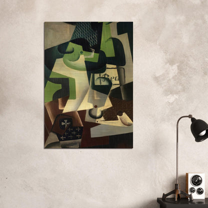 BOTTLE OF BEAUNE AND A FRUIT DISH 1917 - Juan Gris Brushed Aluminum Print - 70x100 cm / 28x40 inches | Juan Gris Aluminum Print | Juan Gris Prints