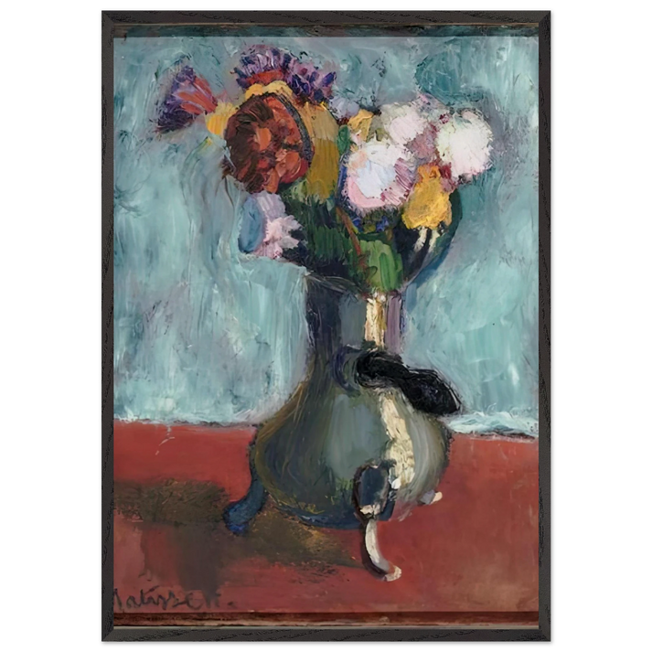 BOUQUET OF FLOWERS IN CHOCOLATE 1902 - Henri Matisse 70x100 cm / 28x40 inches Framed Art Print – Black Wooden Frame
