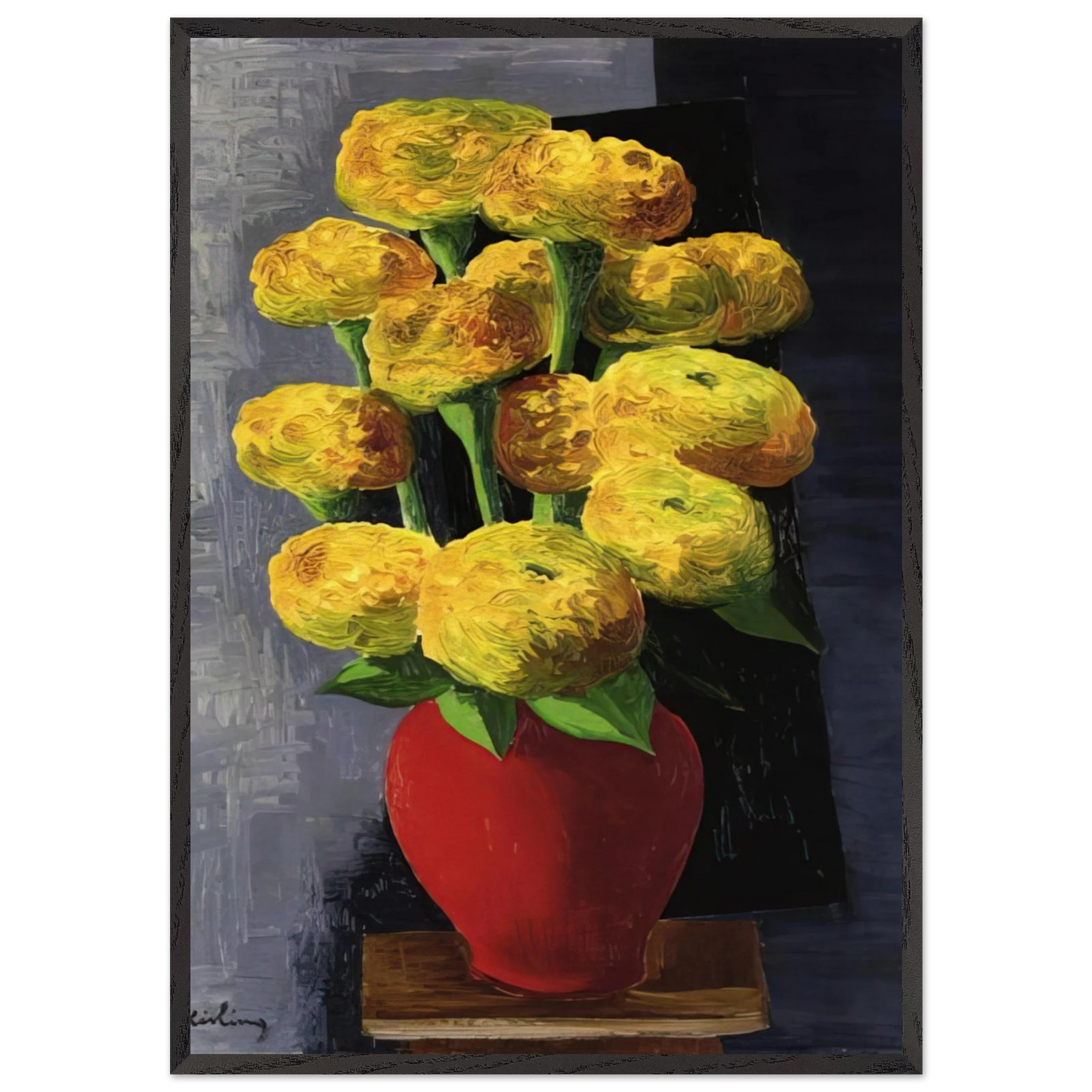 FLOWERS AND SHELLS 1919 - Moise Kisling 70x100 cm / 28x40 inches Framed Art Print – Black Wooden Frame