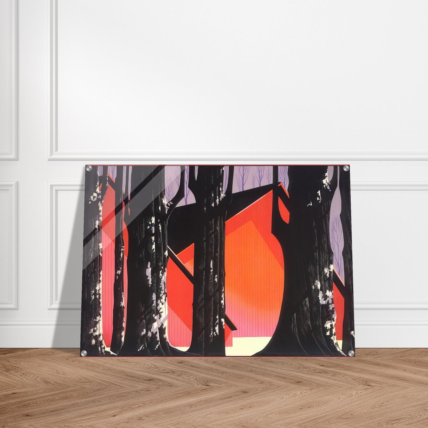 Winter Barnyard - Eyvind Earle Acrylic Print - 70x100 cm / 28x40″ inches