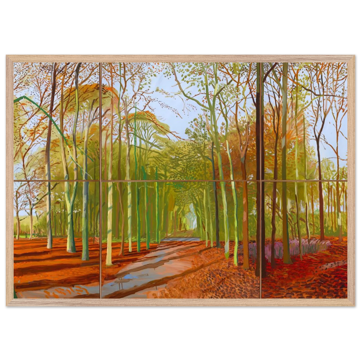 David Hockney - Woldgate Woods, 21, 23 & 29 November 2006 - 40x50 cm / 16x20 inches - Premium Wooden Framed Poster With Fine Art Paper-canvas - White frame