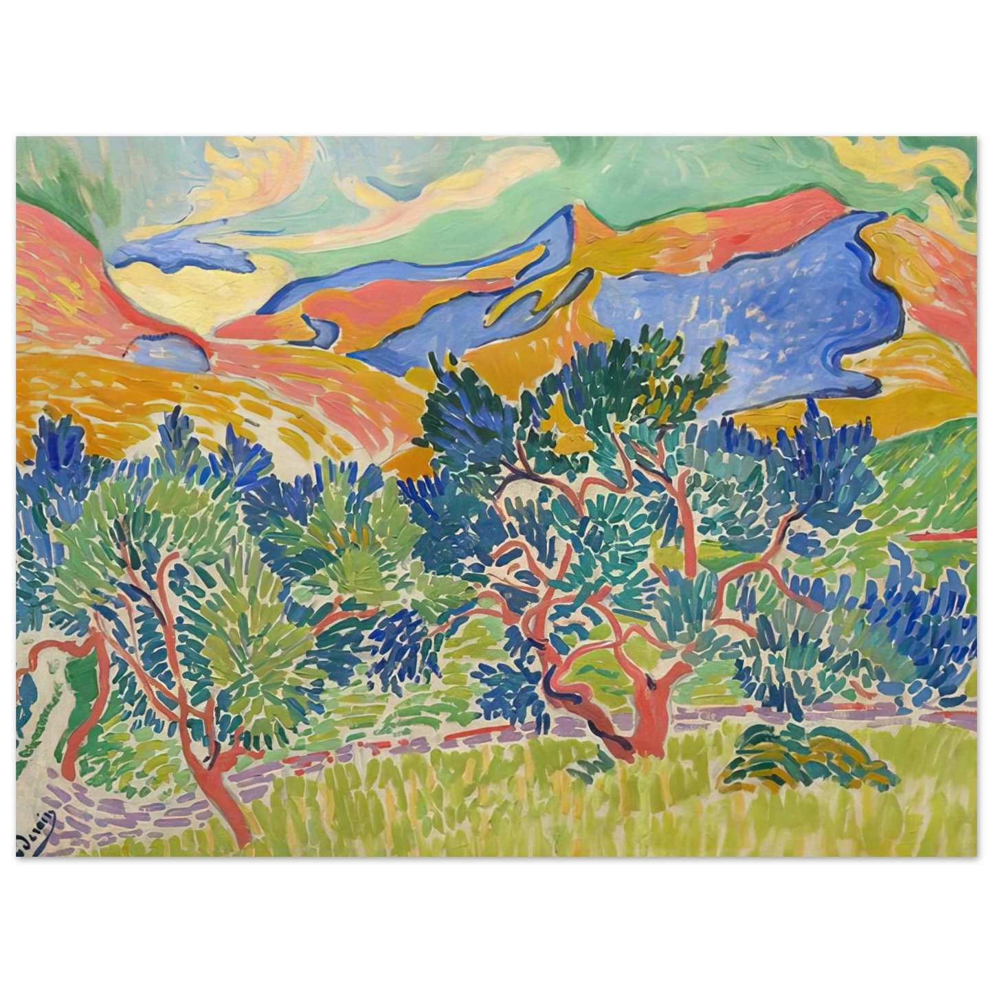 Andre Derain - MOUNTAINS AT COLLIOURE 1905  75x100 cm / 30x40inches Fine Art Poster