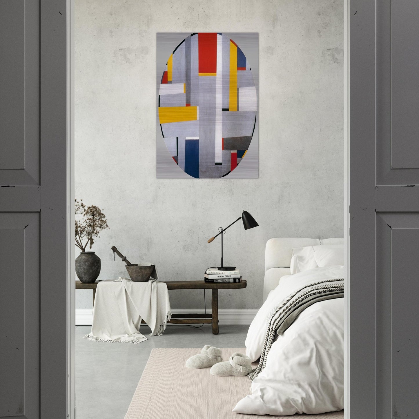 Relational Painting, Tondo #36 - 1955 - Fritz Glarner Brushed Aluminum Print - 70x100 cm / 28x40 inches | Fritz Glarner Aluminum Print | Fritz Glarner Prints