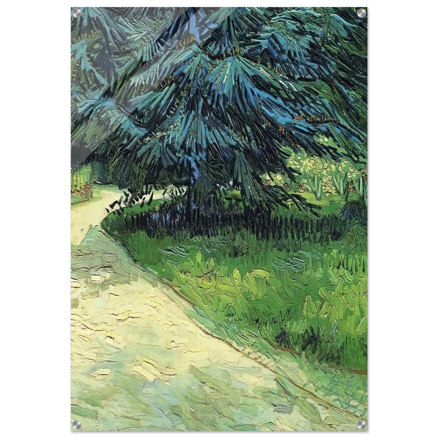 Public Garden with Couple and Blue Fir Tree The Poet s Garden III - Vincent van Gogh Acrylic Print - 70x100 cm / 28x40″ inches