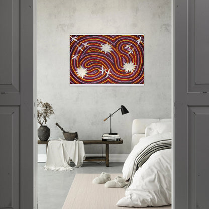 Rêve Ver De Terre Et Du Corbeau - 1999 - Clifford Possum Tjapaltjarri Brushed Aluminum Print - 70x100 cm / 28x40 inches | Clifford Possum Tjapaltjarri Aluminum Print | Clifford Possum Tjapaltjarri Prints