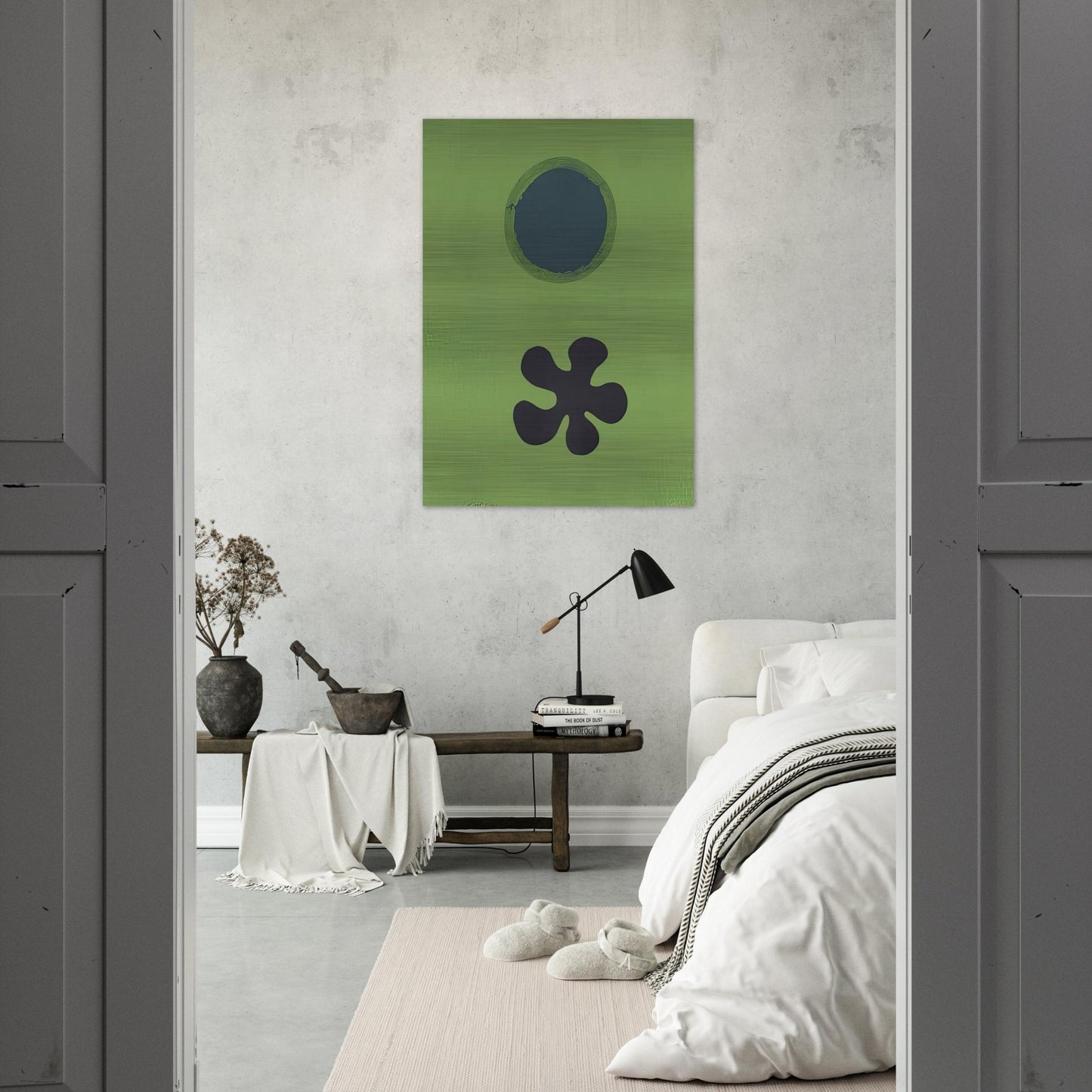 Green Ground--Black Form - 1966 - Adolph Gottlieb Brushed Aluminum Print - 70x100 cm / 28x40 inches | Adolph Gottlieb Aluminum Print | Adolph Gottlieb Prints