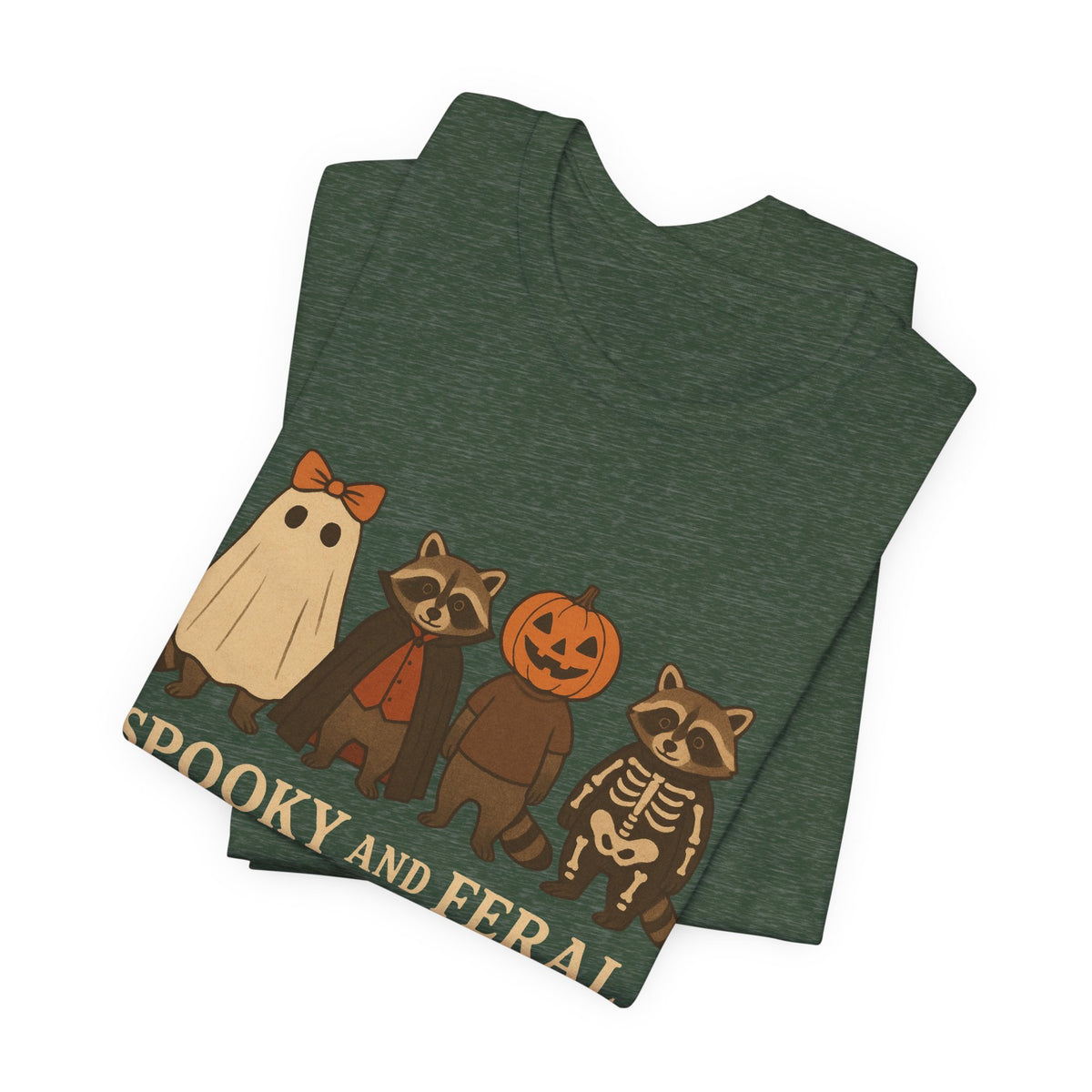 T-shirt "Raton laveur effrayant", T-shirt Halloween drôle à motifs, T-shirt vintage automne mignon, T-shirt tendance femme pour Halloween, T-shirt "Raton laveur sauvage"