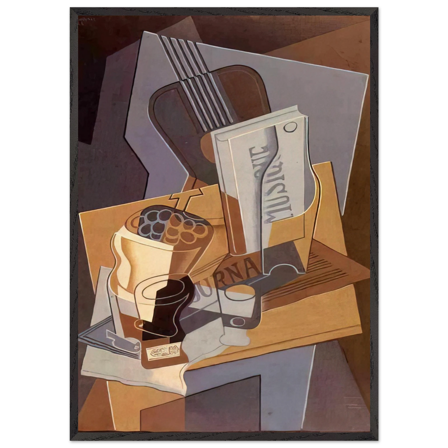 THE BOOK OF MUSIC 1922 - Juan Gris 70x100 cm / 28x40 inches Framed Art Print – Black Wooden Frame