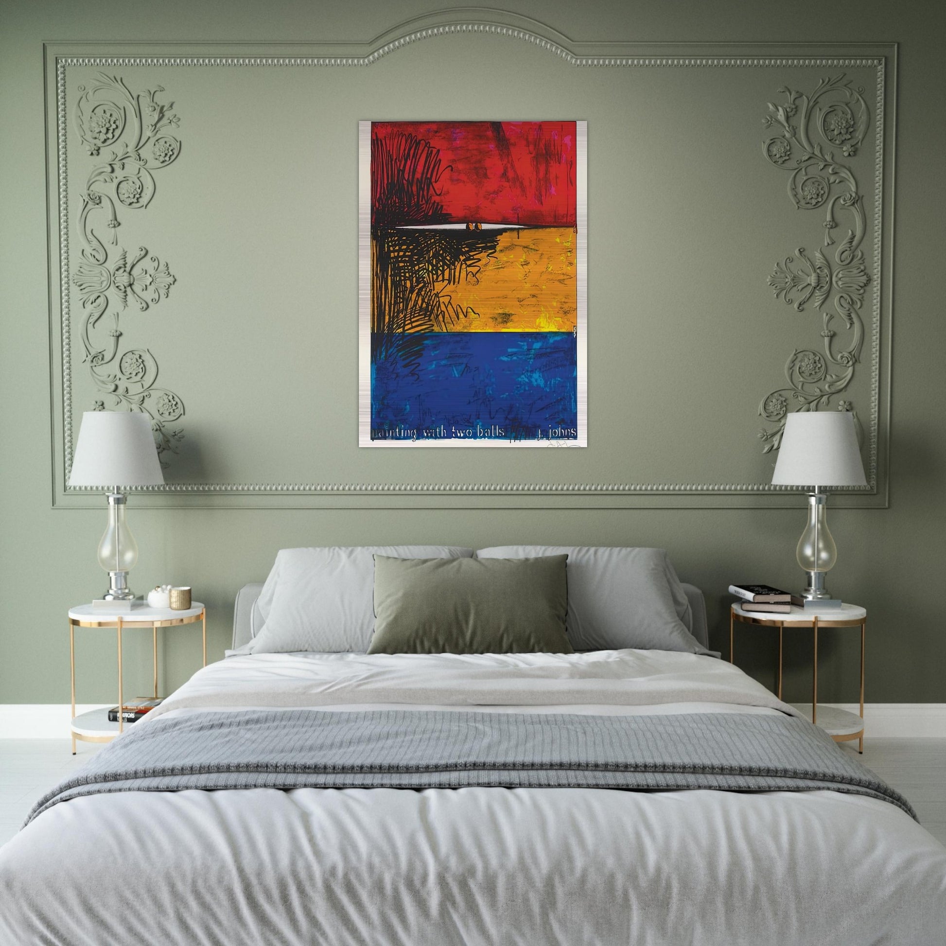 PAINTING WITH TWO BALLS ULAE 87 - Jasper Johns Brushed Aluminum Print - 70x100 cm / 28x40 inches | Jasper Johns Aluminum Print | Jasper Johns Prints