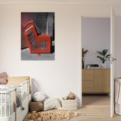 VANDALISED PHONE BOX 2005 - Banksy Brushed Aluminum Print - 70x100 cm / 28x40 inches | Banksy Aluminum Print | Banksy Prints