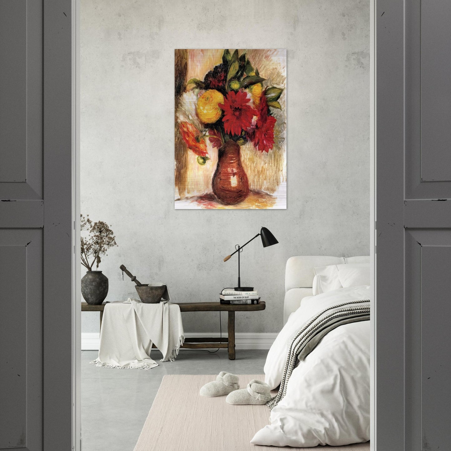 Bouquet of Flowers in an Earthenware Pitcher - Pierre-Auguste Renoir Brushed Aluminum Print - 70x100 cm / 28x40 inches | Pierre-Auguste Renoir Aluminum Print | Pierre-Auguste Renoir Prints