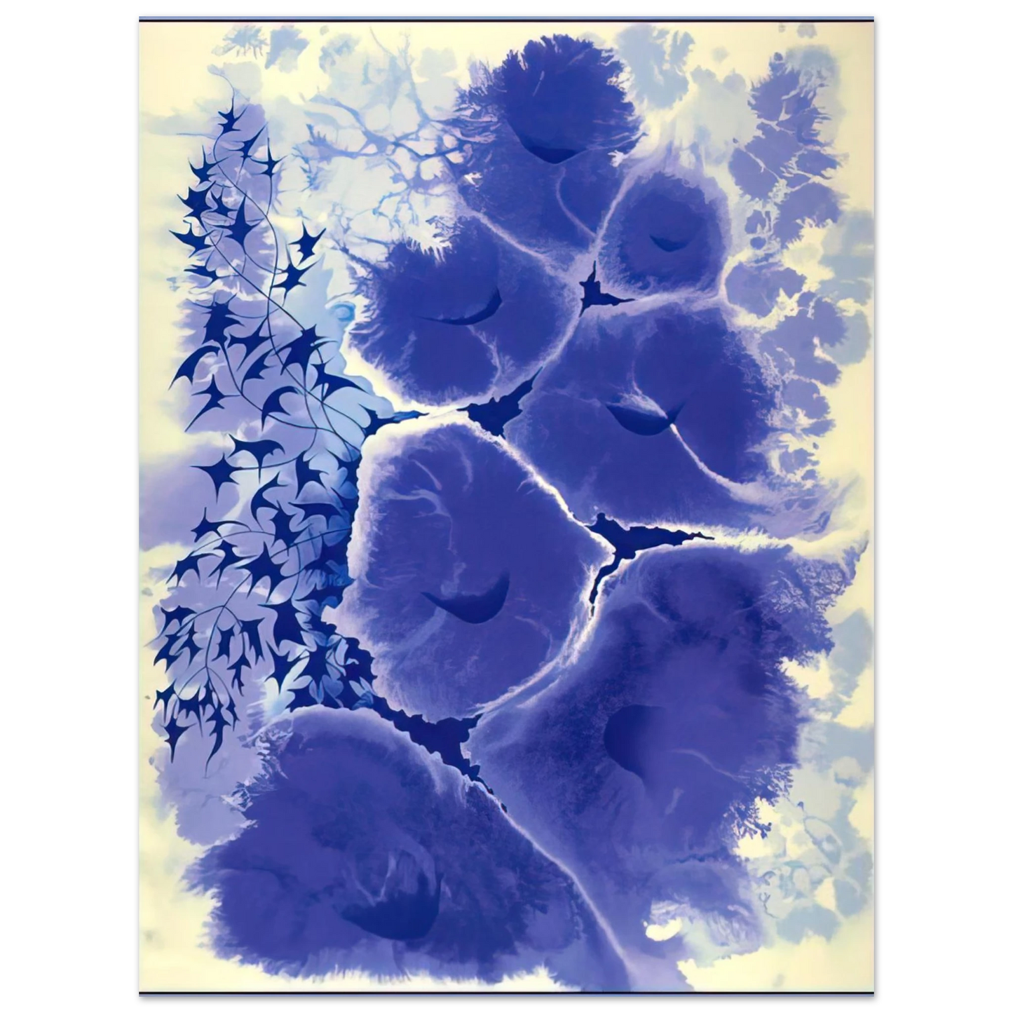 Eyvind Earle - Mauve Floral  75x100 cm / 30x40inches Fine Art Poster