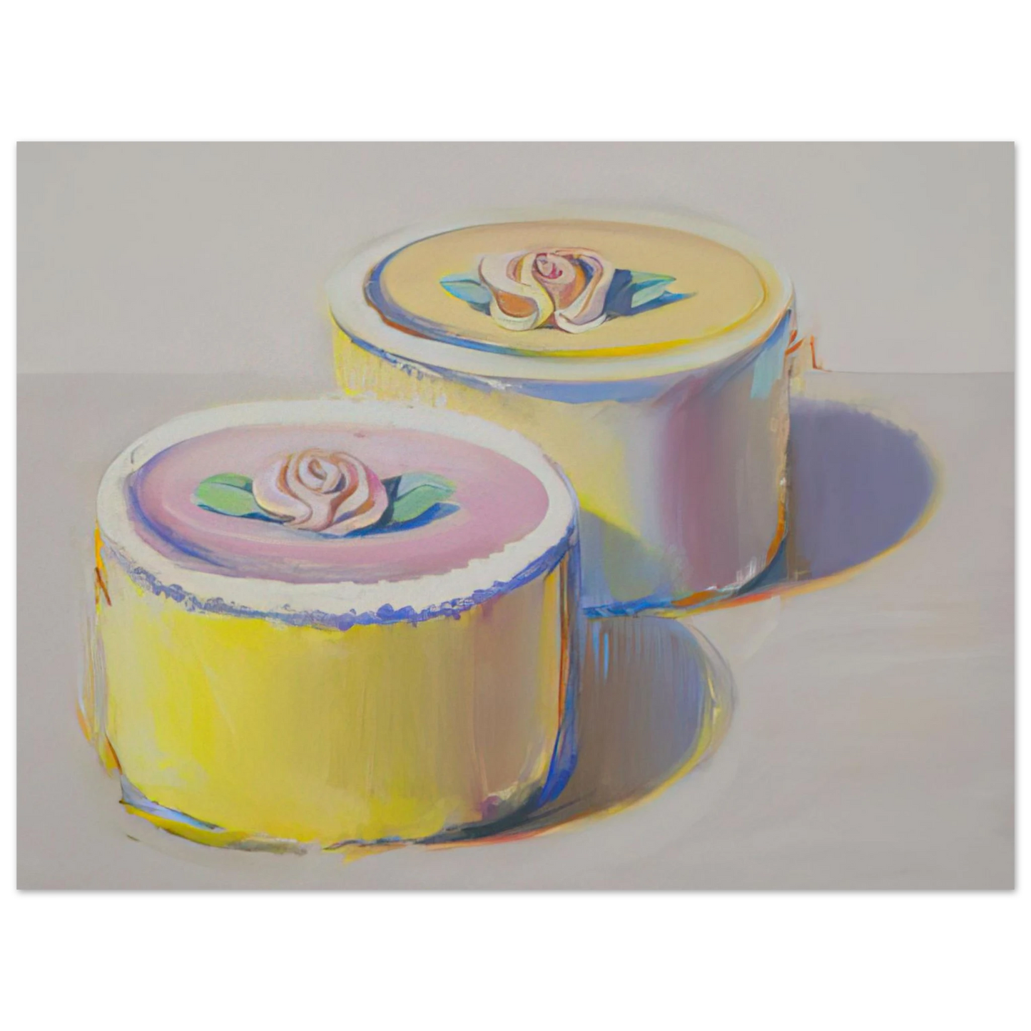 Wayne Thiebaud - Rosebud Cakes - 1995 Wall Art - 21x29.7 cm / 8x12" - Fine Art Poster - -