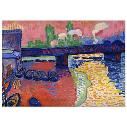 CHARING CROSS BRIDGE 1906 - Andre Derain Brushed Aluminum Print - 70x100 cm / 28x40 inches | Andre Derain Aluminum Print | Andre Derain Prints