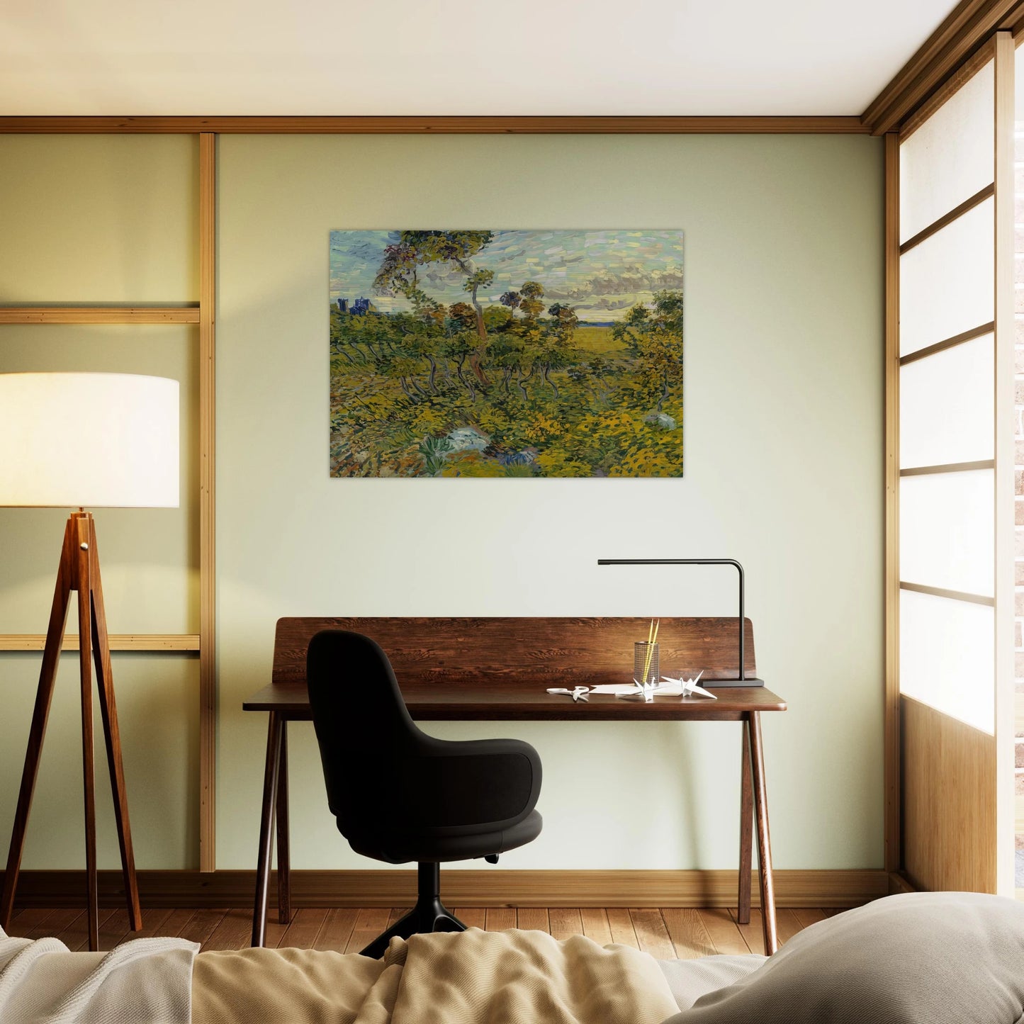 Sunset at Montmajour - Vincent van Gogh Brushed Aluminum Print - 70x100 cm / 28x40 inches | Vincent van Gogh Aluminum Print | Vincent van Gogh Prints